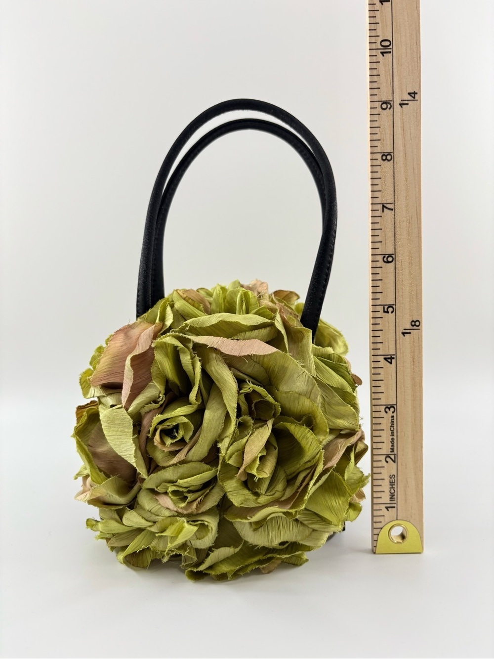 Lauren Scherr Floral Rosette Green Handbag Garden 3D Novelty Mini Purse Vintage - Picture 9 of 10